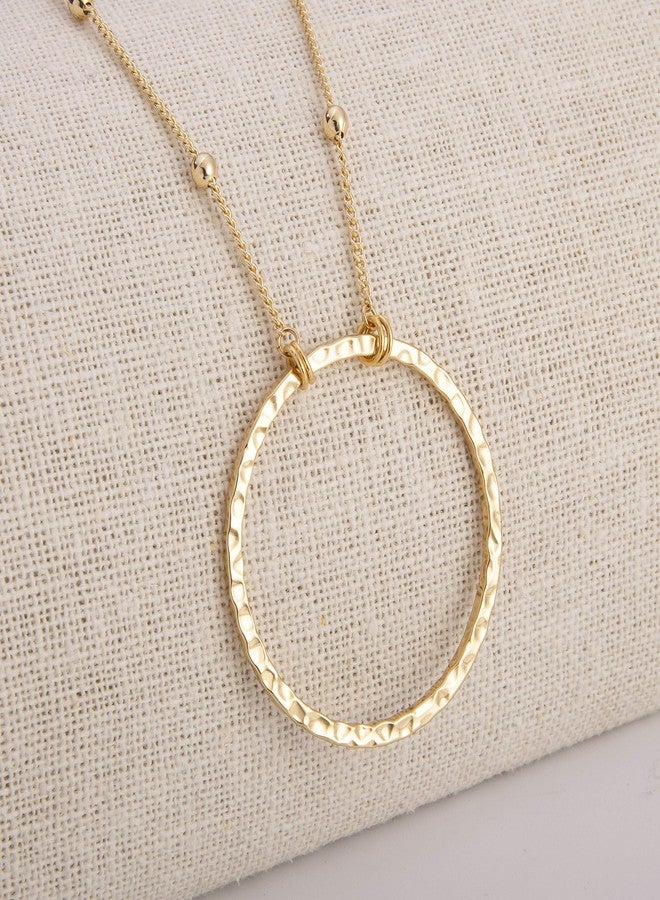 SOFYBJA 18K Gold Plated Circle Pendant Necklace Long Satellite Beaded Chain Jewelry for Women Dainty Hammered Karma Open Circle Charm Geometric Necklace - Image 5